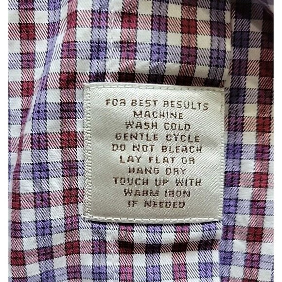 Peter Millar Dress Shirt Men’s XL Maroon Blue Plaid Check 100% Cotton Button Up - Picture 9 of 12